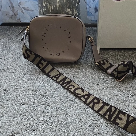 Stella McCartney Beige Crossbody with Logo Strap - Picture 1 of 13